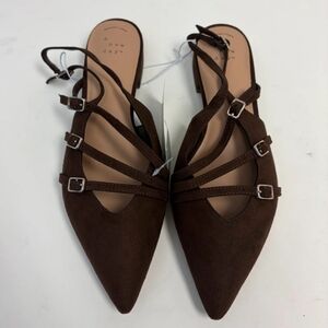 Women's Brown Strappy Flats Size 8 #430
